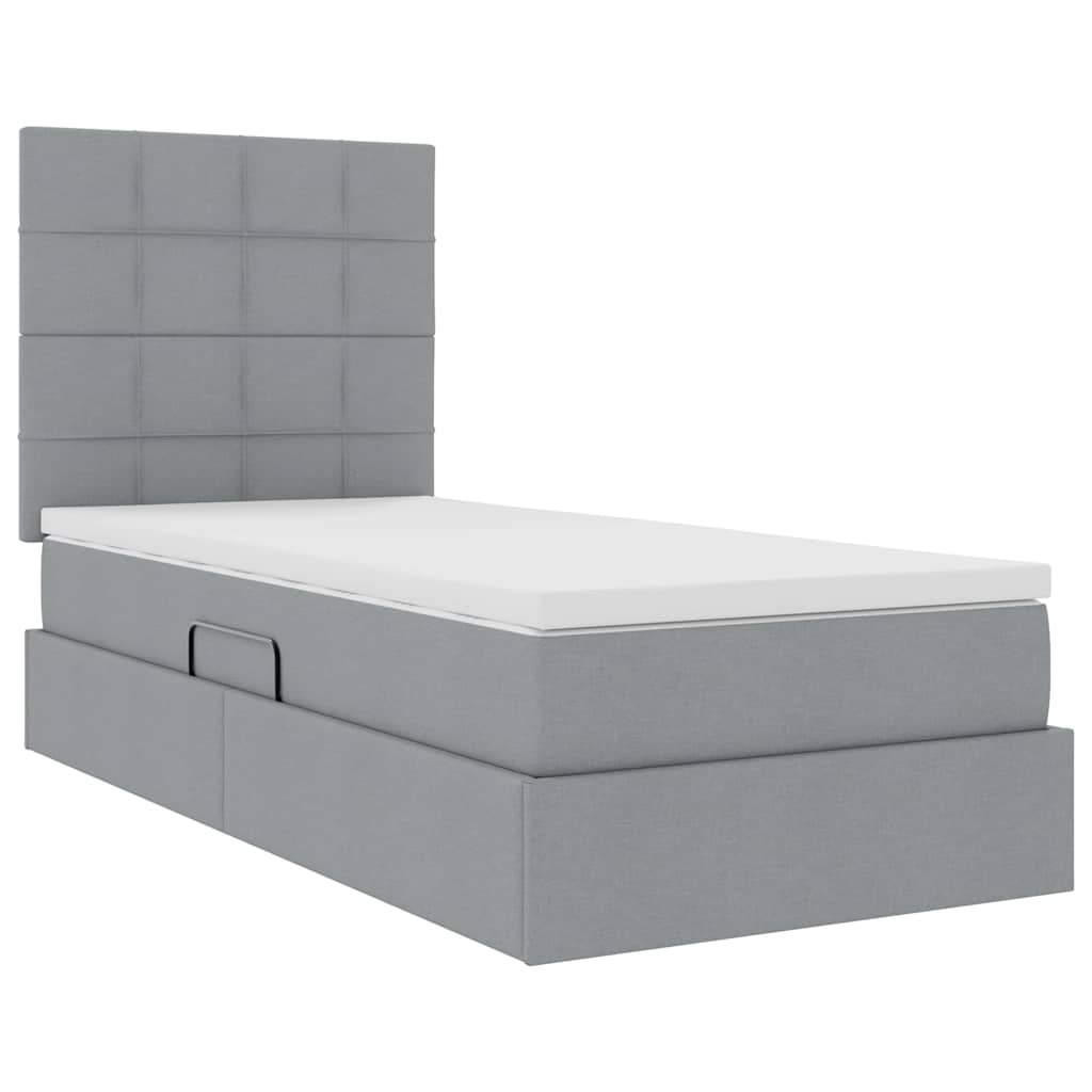 vidaXL Aufbewahrungsbett mit Matratze Hellgrau 100 x 200 cm Polyester