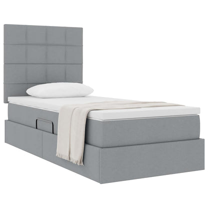vidaXL Aufbewahrungsbett mit Matratze Hellgrau 100 x 200 cm Polyester