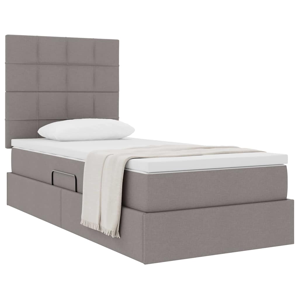 vidaXL Aufbewahrungsbett mit Matratze Taupe 100 x 200 cm Polyester