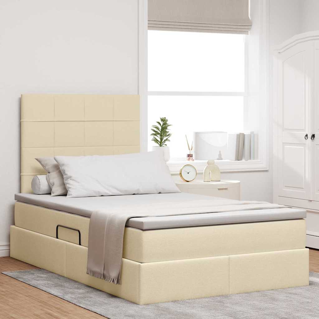 vidaXL Aufbewahrungsbett mit Matratze Creme 120 x 200 cm Polyester
