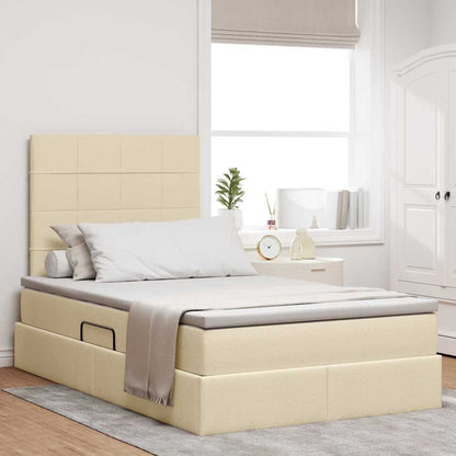 vidaXL Aufbewahrungsbett mit Matratze Creme 120 x 200 cm Polyester