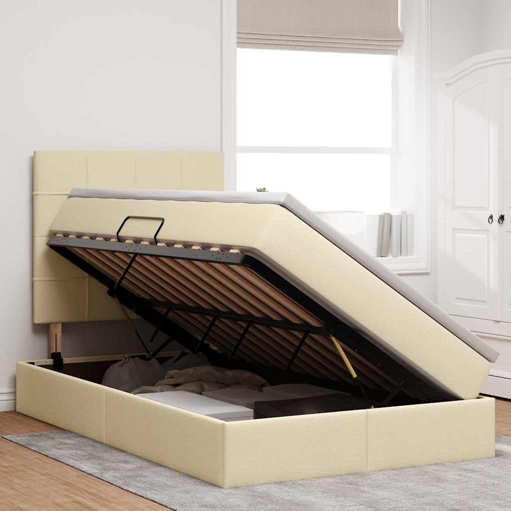 vidaXL Aufbewahrungsbett mit Matratze Creme 120 x 200 cm Polyester