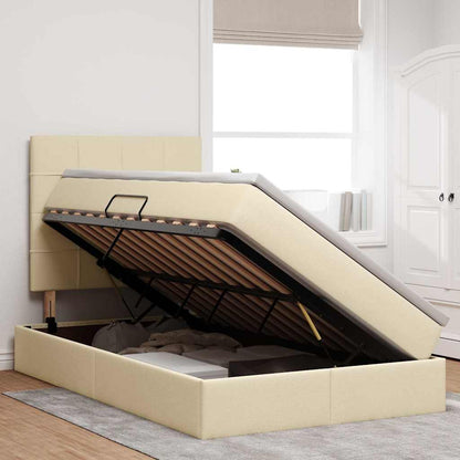 vidaXL Aufbewahrungsbett mit Matratze Creme 120 x 200 cm Polyester