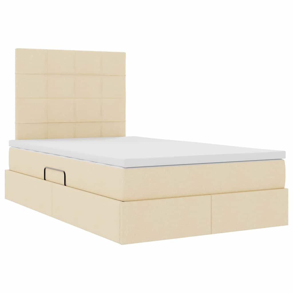 vidaXL Aufbewahrungsbett mit Matratze Creme 120 x 200 cm Polyester