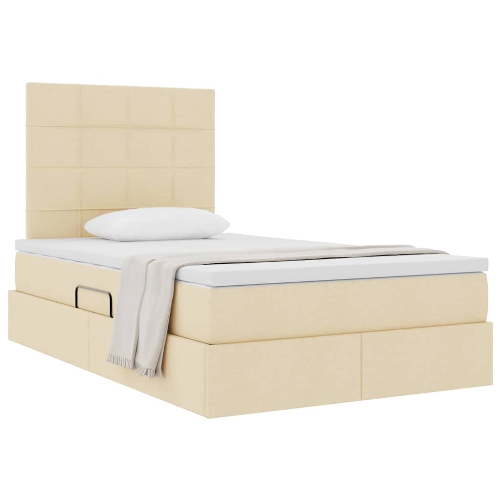 vidaXL Aufbewahrungsbett mit Matratze Creme 120 x 200 cm Polyester