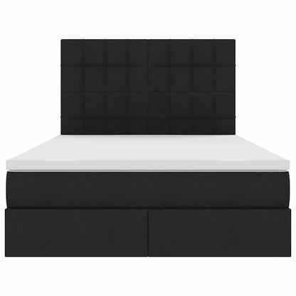 Aufbewahrungsbett mit Matratze Schwarz 140 x 200 cm Polyester