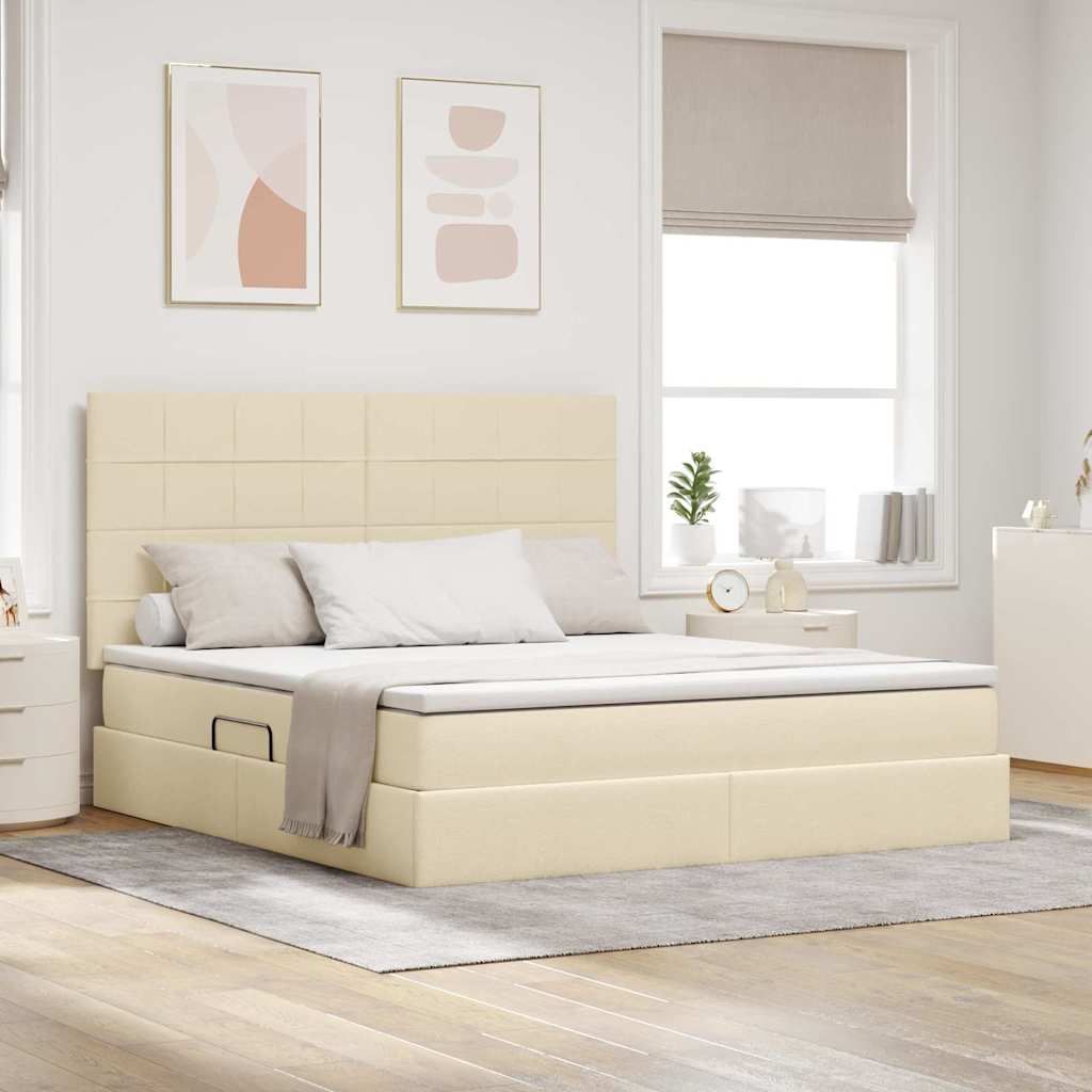 vidaXL Aufbewahrungsbett mit Matratze Creme 160 x 200 cm Polyester