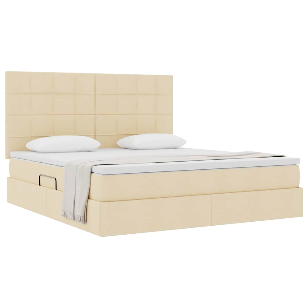 vidaXL Aufbewahrungsbett mit Matratze Creme 160 x 200 cm Polyester