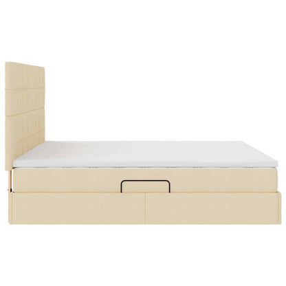 Aufbewahrungsbett mit Matratze Creme 180 x 200 cm Polyester