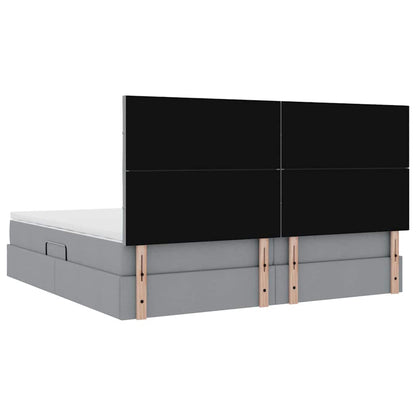 Aufbewahrungsbett mit Matratze Hellgrau 200 x 200 cm Polyester