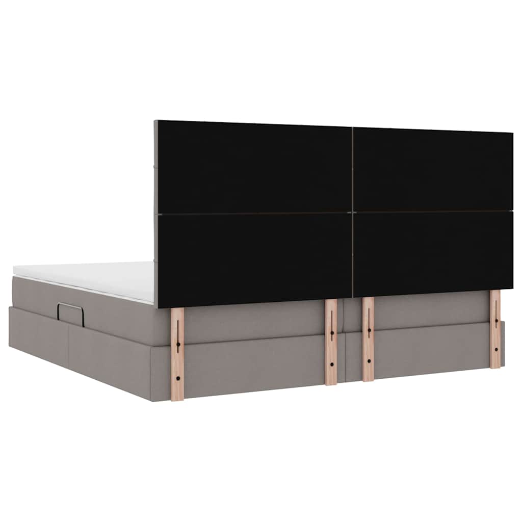 Aufbewahrungsbett mit Matratze Taupe 200 x 200 cm Polyester