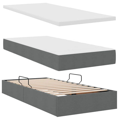 vidaXL Aufbewahrungsbett mit Matratze Dunkelgrau 90 x 190 cm Polyester