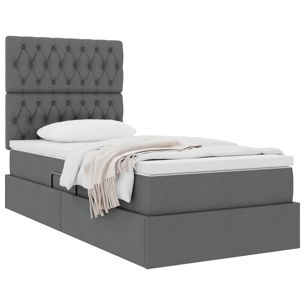 vidaXL Aufbewahrungsbett mit Matratze Dunkelgrau 90 x 190 cm Polyester