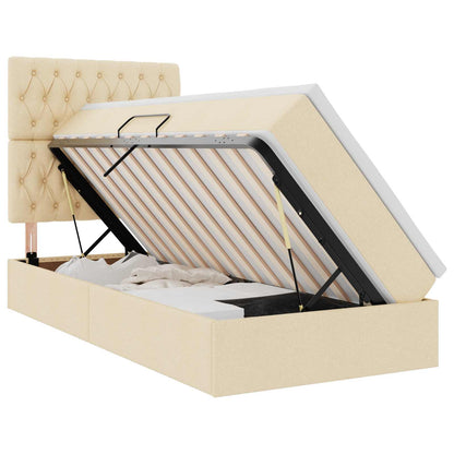 Aufbewahrungsbett mit Matratze Creme 90 x 190 cm Polyester