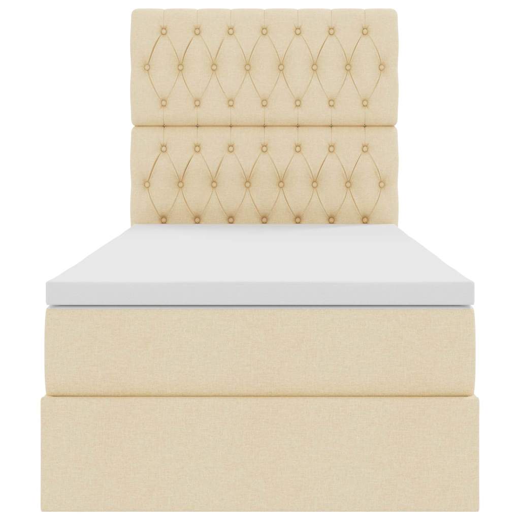 Aufbewahrungsbett mit Matratze Creme 90 x 190 cm Polyester