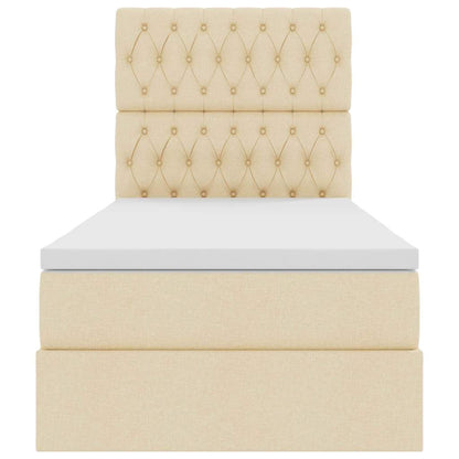 Aufbewahrungsbett mit Matratze Creme 90 x 190 cm Polyester