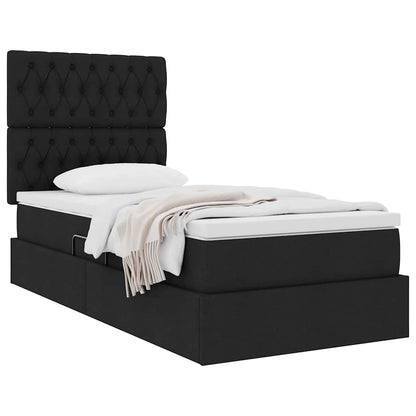 vidaXL Aufbewahrungsbett mit Matratze Schwarz 90 x 200 cm Polyester
