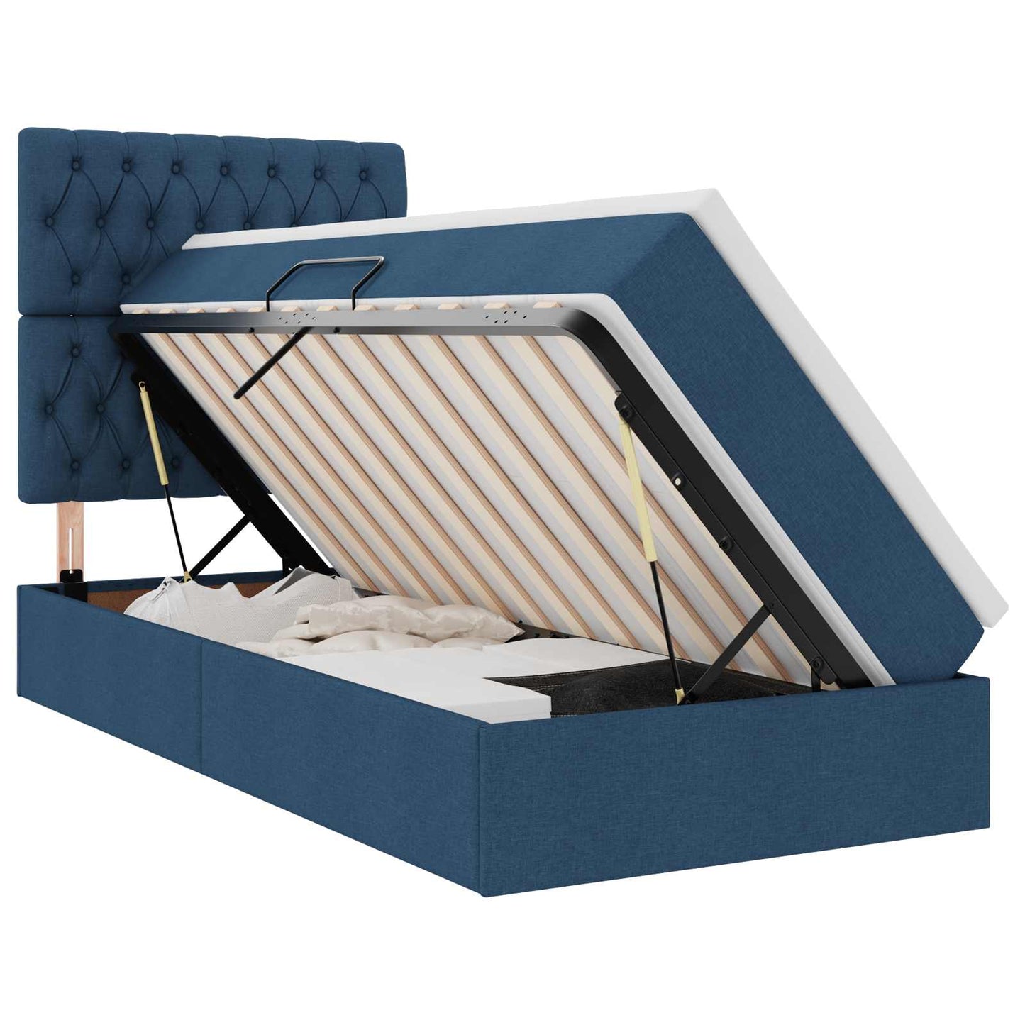 vidaXL Aufbewahrungsbett mit Matratze Blau 90 x 200 cm Polyester