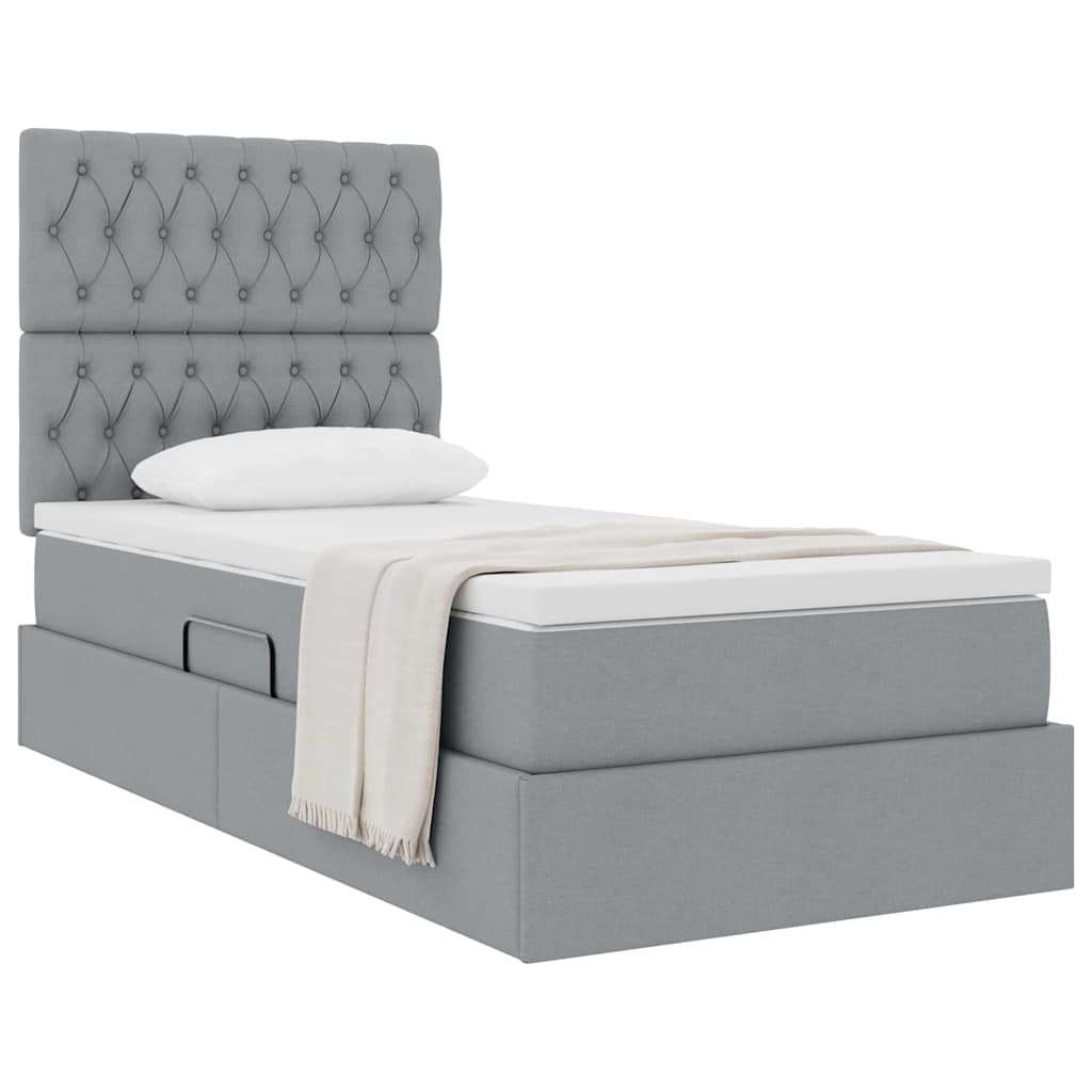 vidaXL Aufbewahrungsbett mit Matratze Hellgrau 100 x 200 cm Polyester