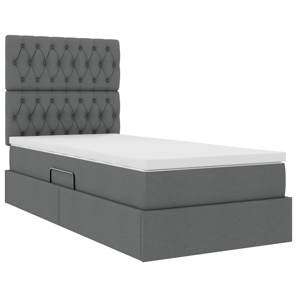 vidaXL Aufbewahrungsbett mit Matratze Dunkelgrau 100 x 200 cm