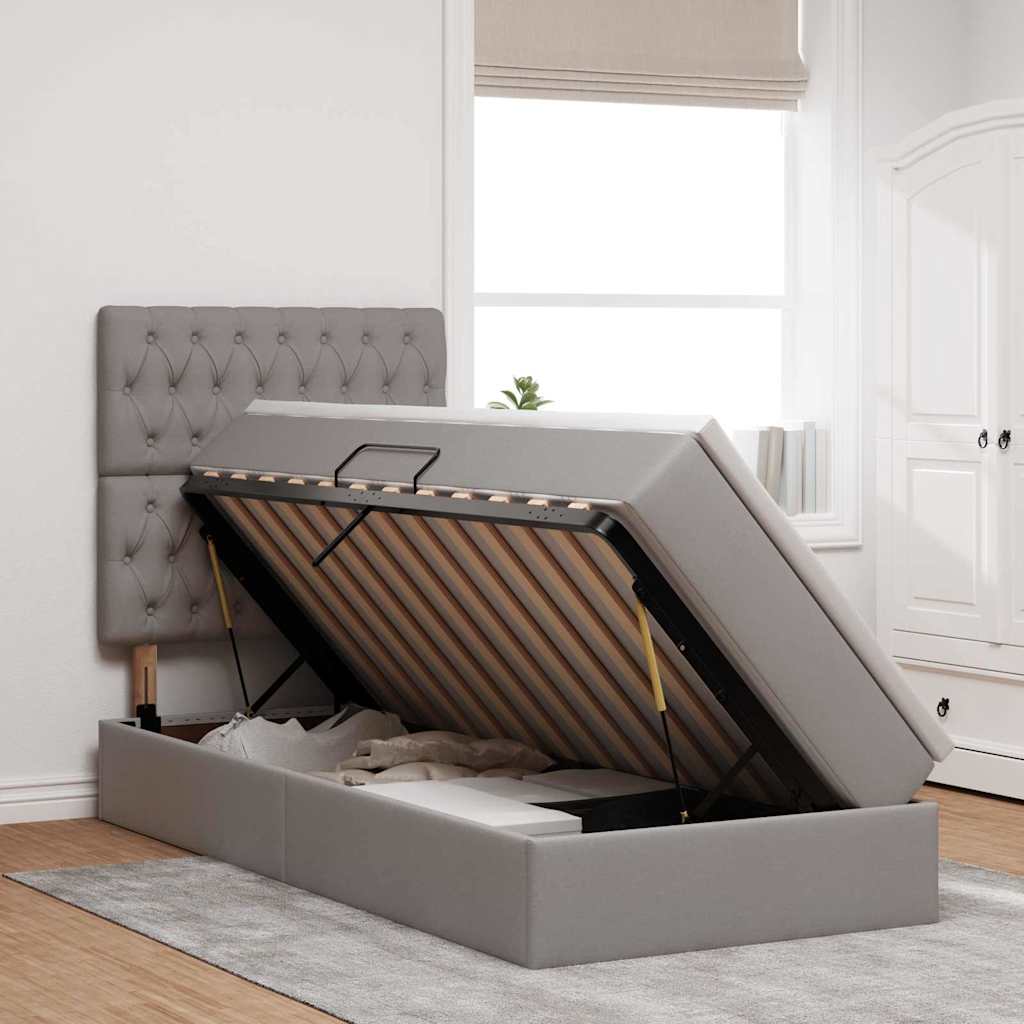vidaXL Aufbewahrungsbett mit Matratze Taupe 100 x 200 cm Polyester