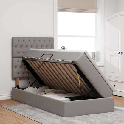 vidaXL Aufbewahrungsbett mit Matratze Taupe 100 x 200 cm Polyester