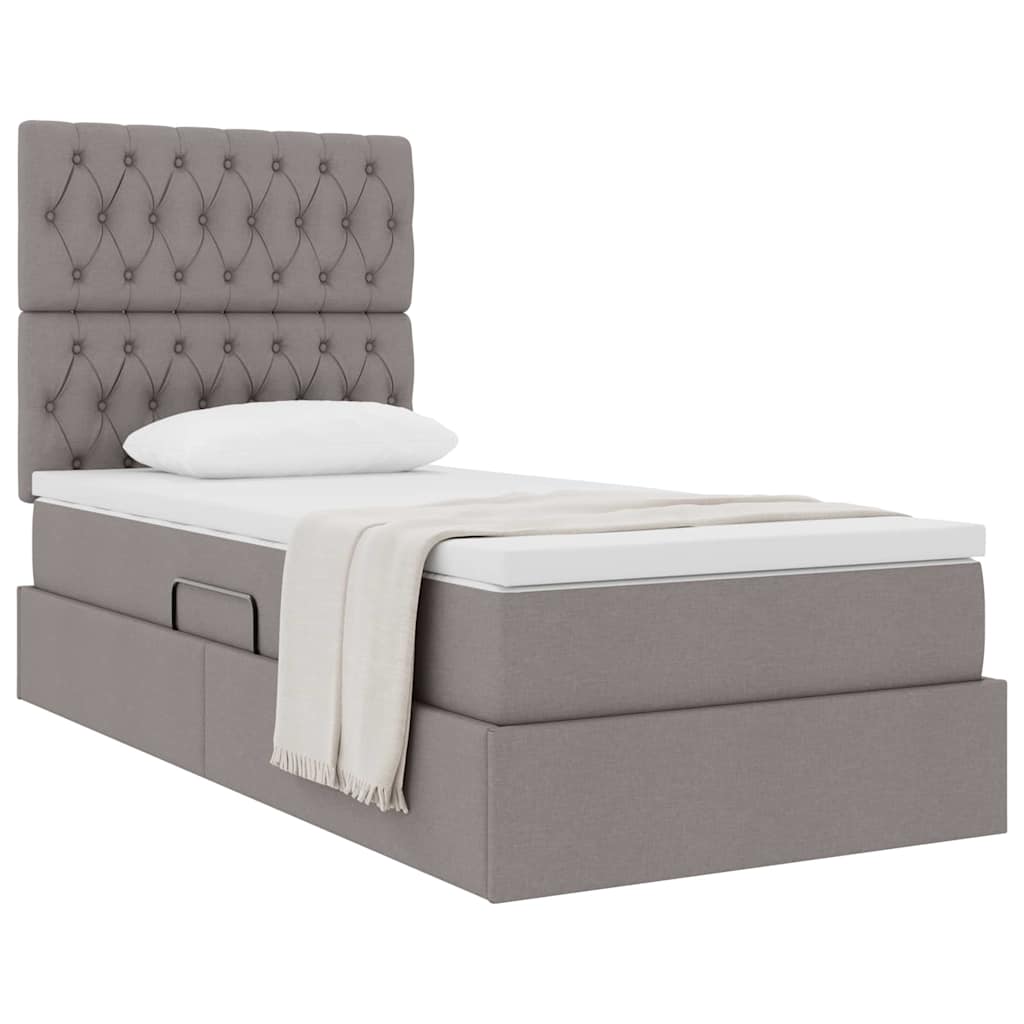 vidaXL Aufbewahrungsbett mit Matratze Taupe 100 x 200 cm Polyester
