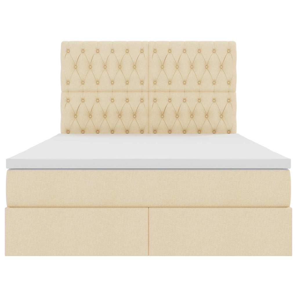 Aufbewahrungsbett mit Matratze Creme 140 x 190 cm Polyester