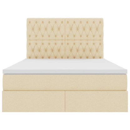 Aufbewahrungsbett mit Matratze Creme 140 x 190 cm Polyester