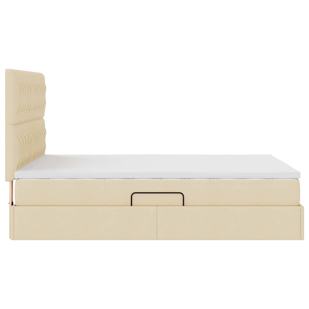 Aufbewahrungsbett mit Matratze Creme 140 x 190 cm Polyester