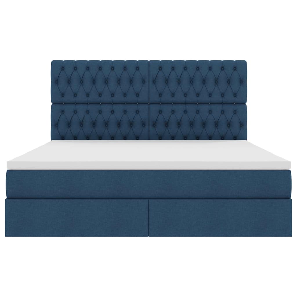 Aufbewahrungsbett mit Matratze Blau 160 x 200 cm Polyester