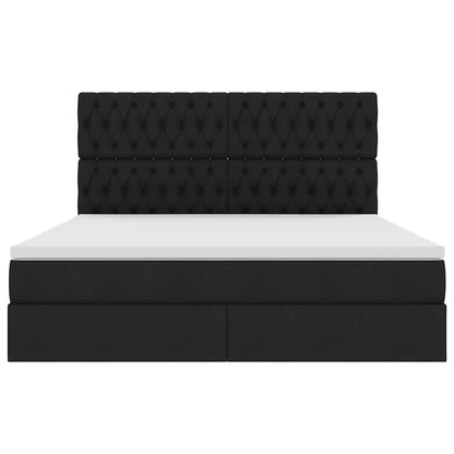Aufbewahrungsbett mit Matratze Schwarz 180 x 200 cm Polyester