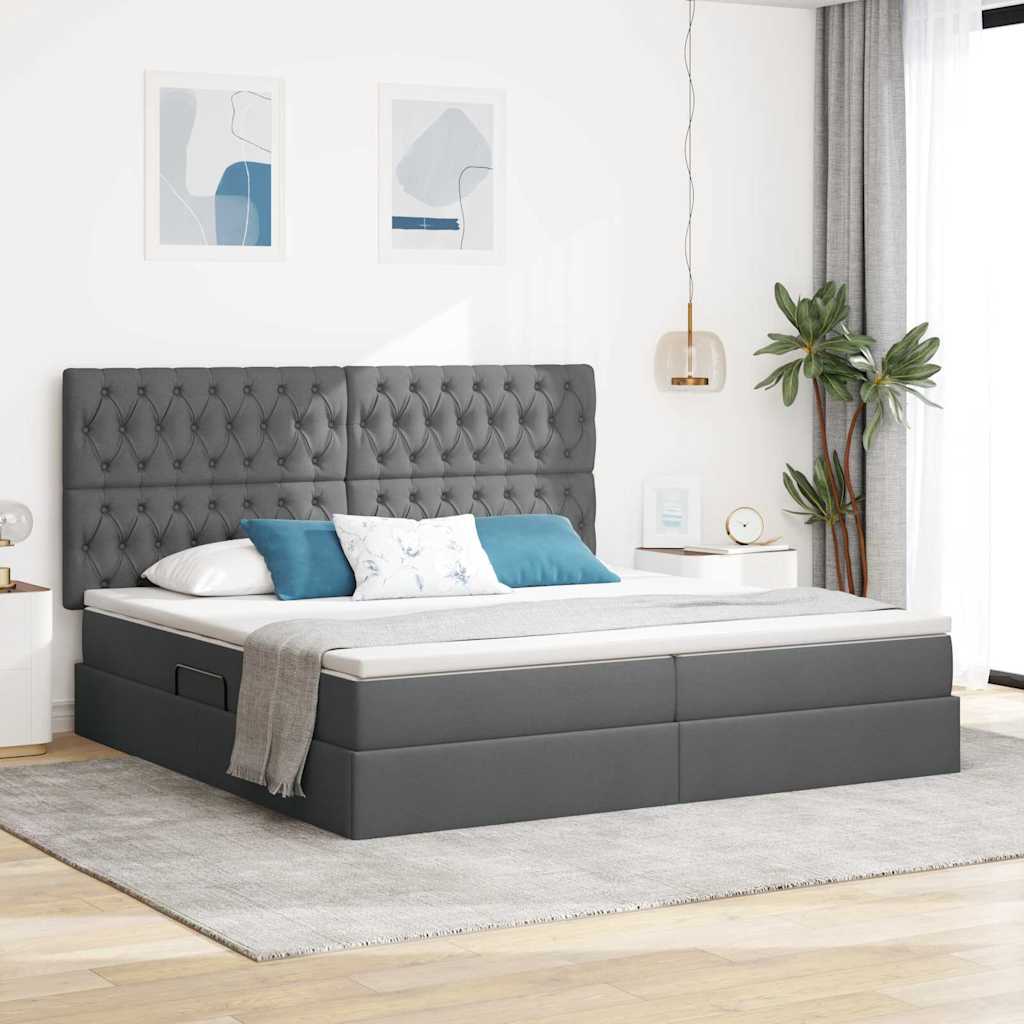 vidaXL Aufbewahrungsbett mit Matratze Dunkelgrau 200 x 200 cm