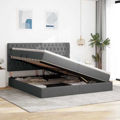 vidaXL Aufbewahrungsbett mit Matratze Dunkelgrau 200 x 200 cm