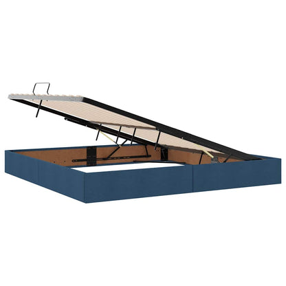 Aufbewahrungsbett mit Matratze Blau 200 x 200 cm Polyester