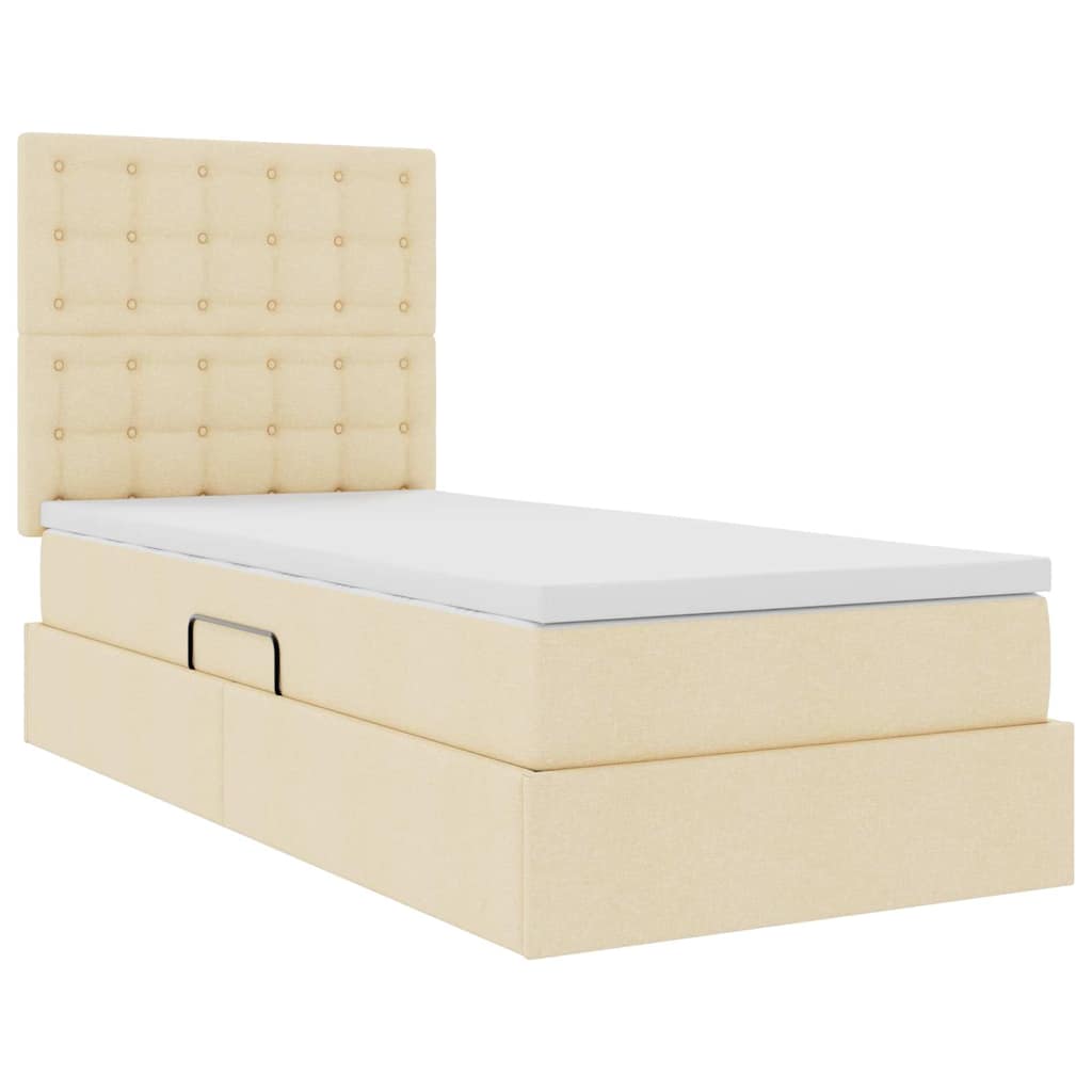 Aufbewahrungsbett mit Matratze Creme 90 x 190 cm Polyester