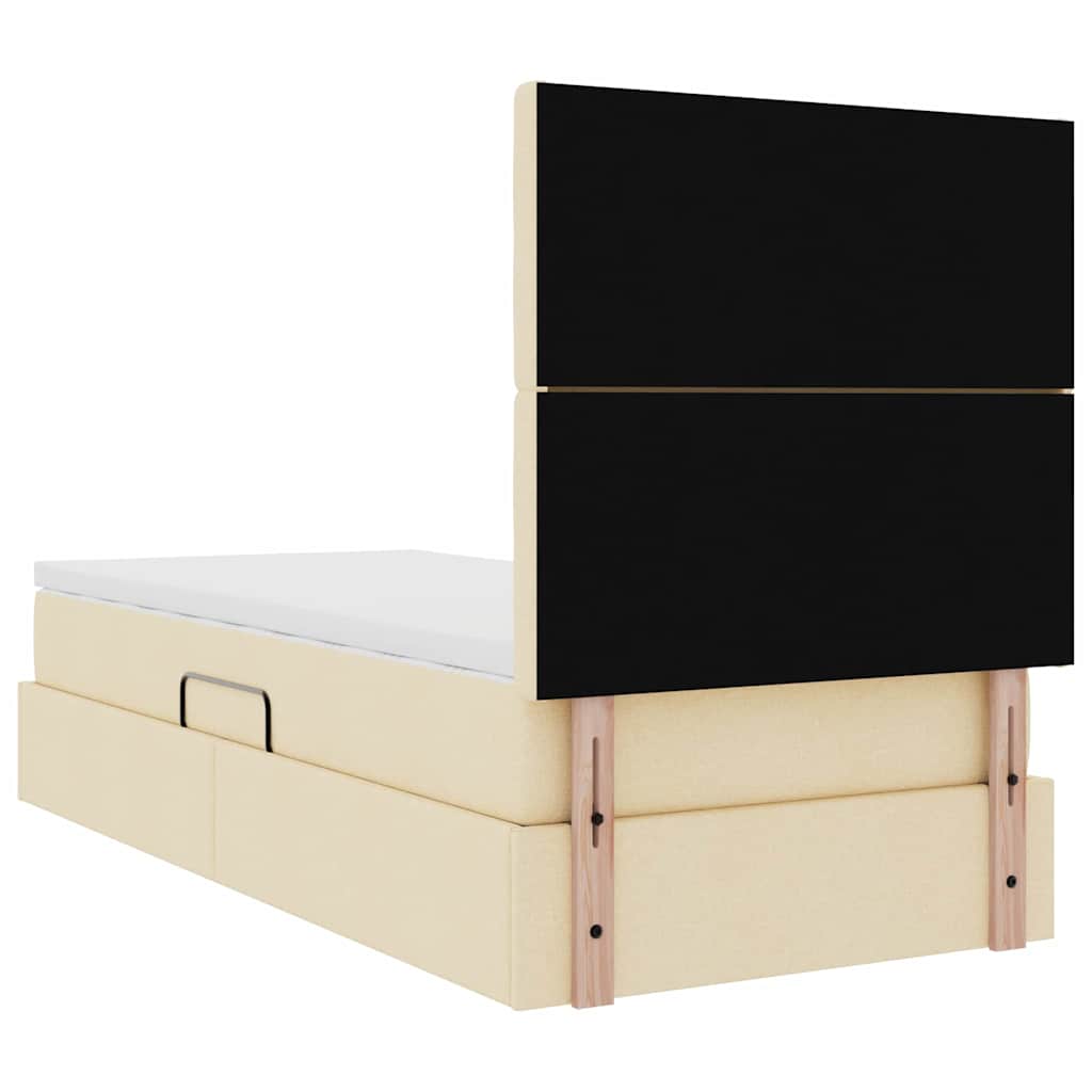 Aufbewahrungsbett mit Matratze Creme 90 x 190 cm Polyester