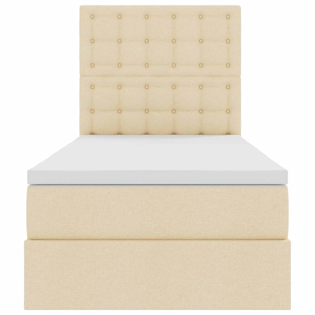Aufbewahrungsbett mit Matratze Creme 90 x 190 cm Polyester