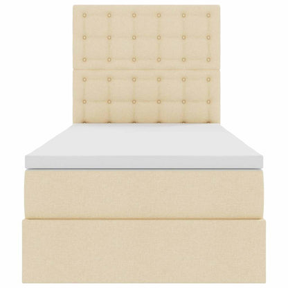 Aufbewahrungsbett mit Matratze Creme 90 x 190 cm Polyester