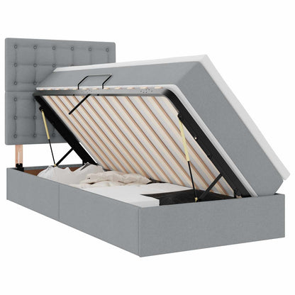 Aufbewahrungsbett mit Matratze Hellgrau 90 x 200 cm Polyester