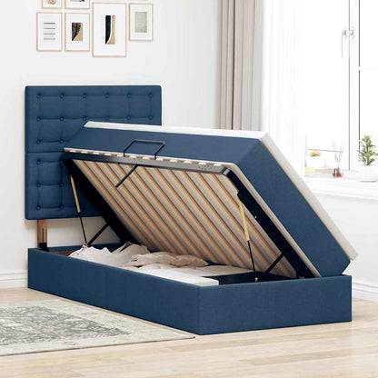 vidaXL Aufbewahrungsbett mit Matratze Blau 90 x 200 cm Polyester