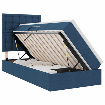 vidaXL Aufbewahrungsbett mit Matratze Blau 90 x 200 cm Polyester