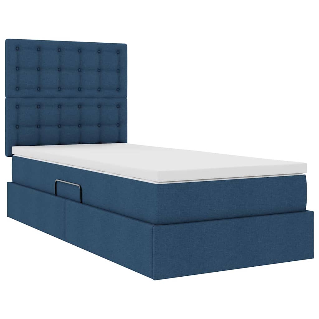 vidaXL Aufbewahrungsbett mit Matratze Blau 90 x 200 cm Polyester