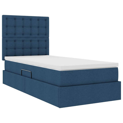 vidaXL Aufbewahrungsbett mit Matratze Blau 90 x 200 cm Polyester