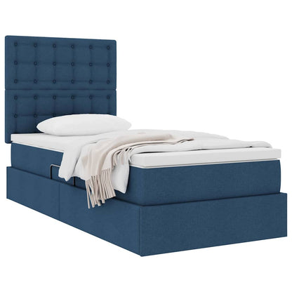vidaXL Aufbewahrungsbett mit Matratze Blau 90 x 200 cm Polyester