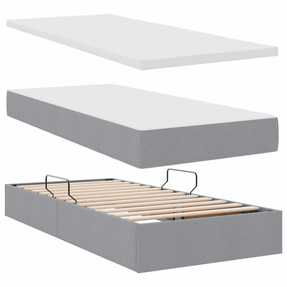 vidaXL Aufbewahrungsbett mit Matratze Hellgrau 100 x 200 cm Polyester