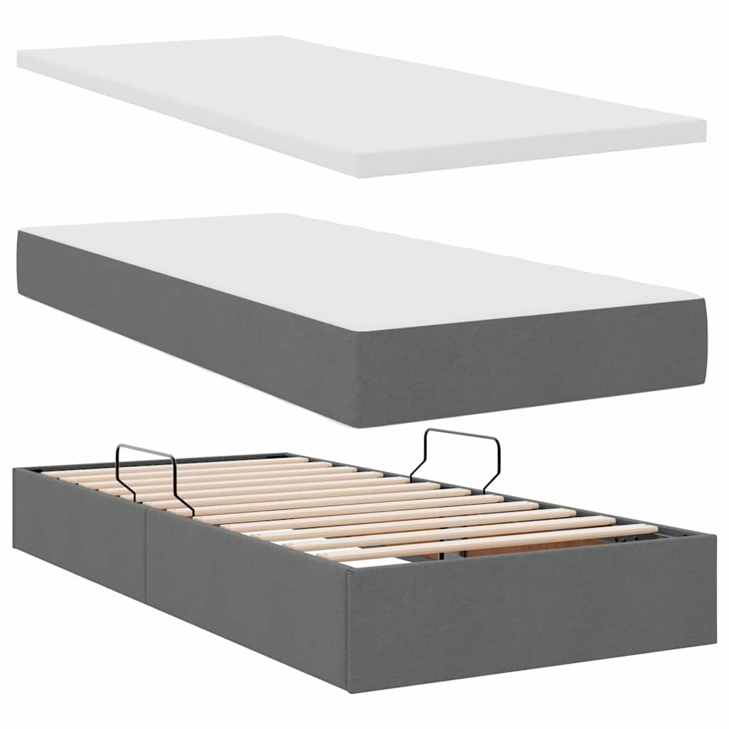 vidaXL Aufbewahrungsbett mit Matratze Dunkelgrau 100 x 200 cm