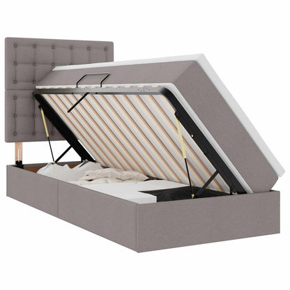 Aufbewahrungsbett mit Matratze Taupe 100 x 200 cm Polyester
