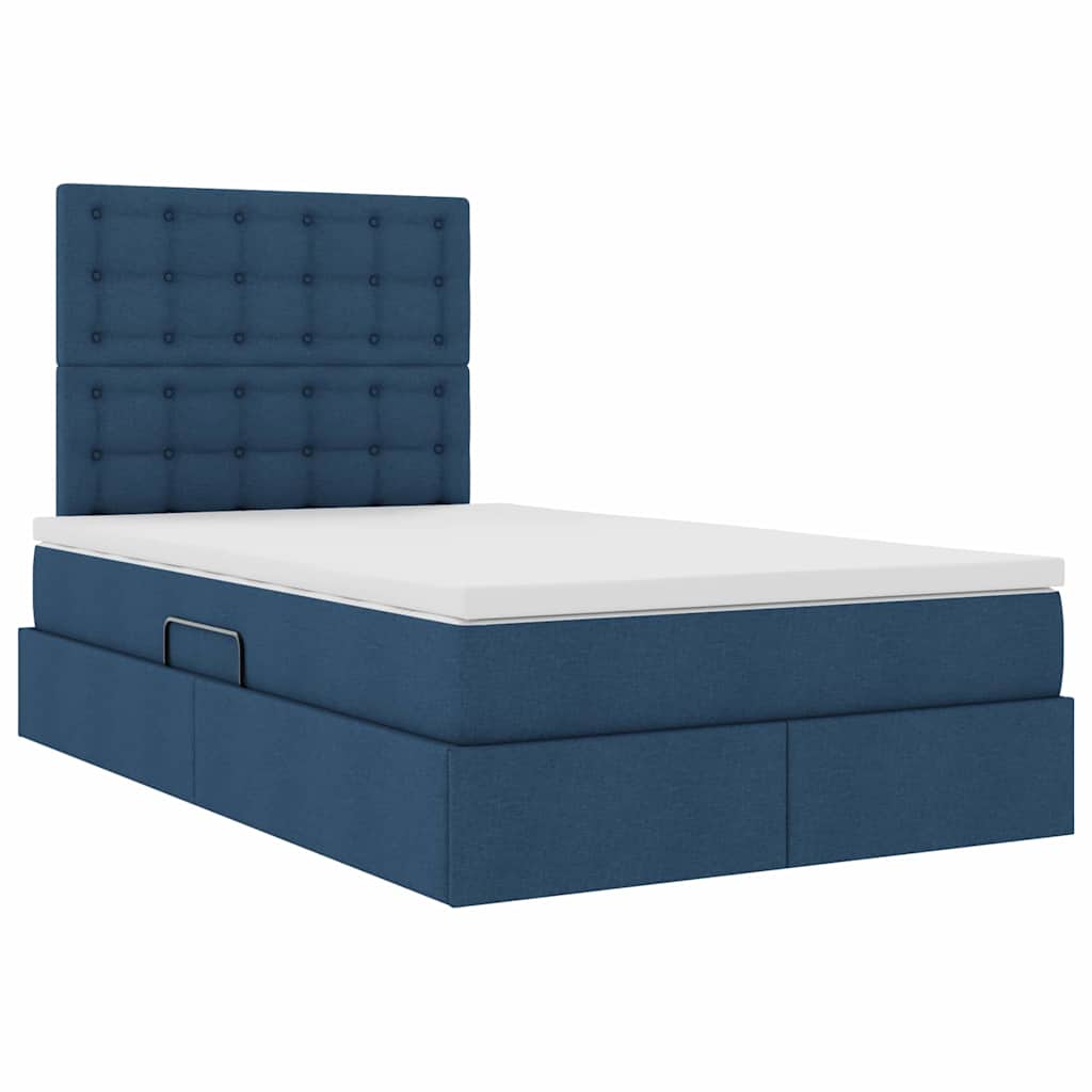 vidaXL Aufbewahrungsbett mit Matratze Blau 120 x 200 cm Polyester