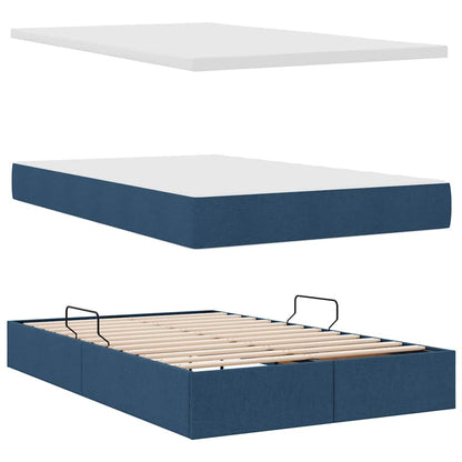 vidaXL Aufbewahrungsbett mit Matratze Blau 120 x 200 cm Polyester
